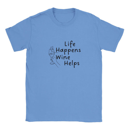 Life happens Wine helps | T-shirt Unisex - Tshirt-Fabriek.nl