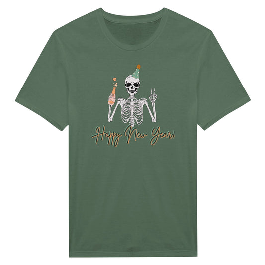 Skelet Happy New Year | T-Shirt Unisex - Tshirt-Fabriek.nl